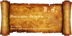 Maninger Aranka névjegykártya